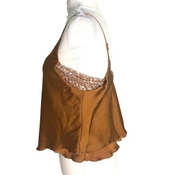 Free People Turn It On Sequin Amber Satin Cami - Picture 6 of 9